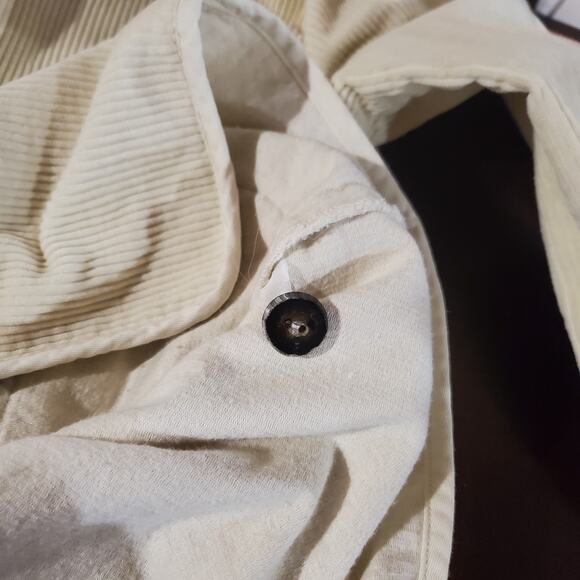 Vtg Orvis Corduroy Button Up Cream Barn Coat Chore Jacket Size S Pockets  Cotton - Picture 11 of 13